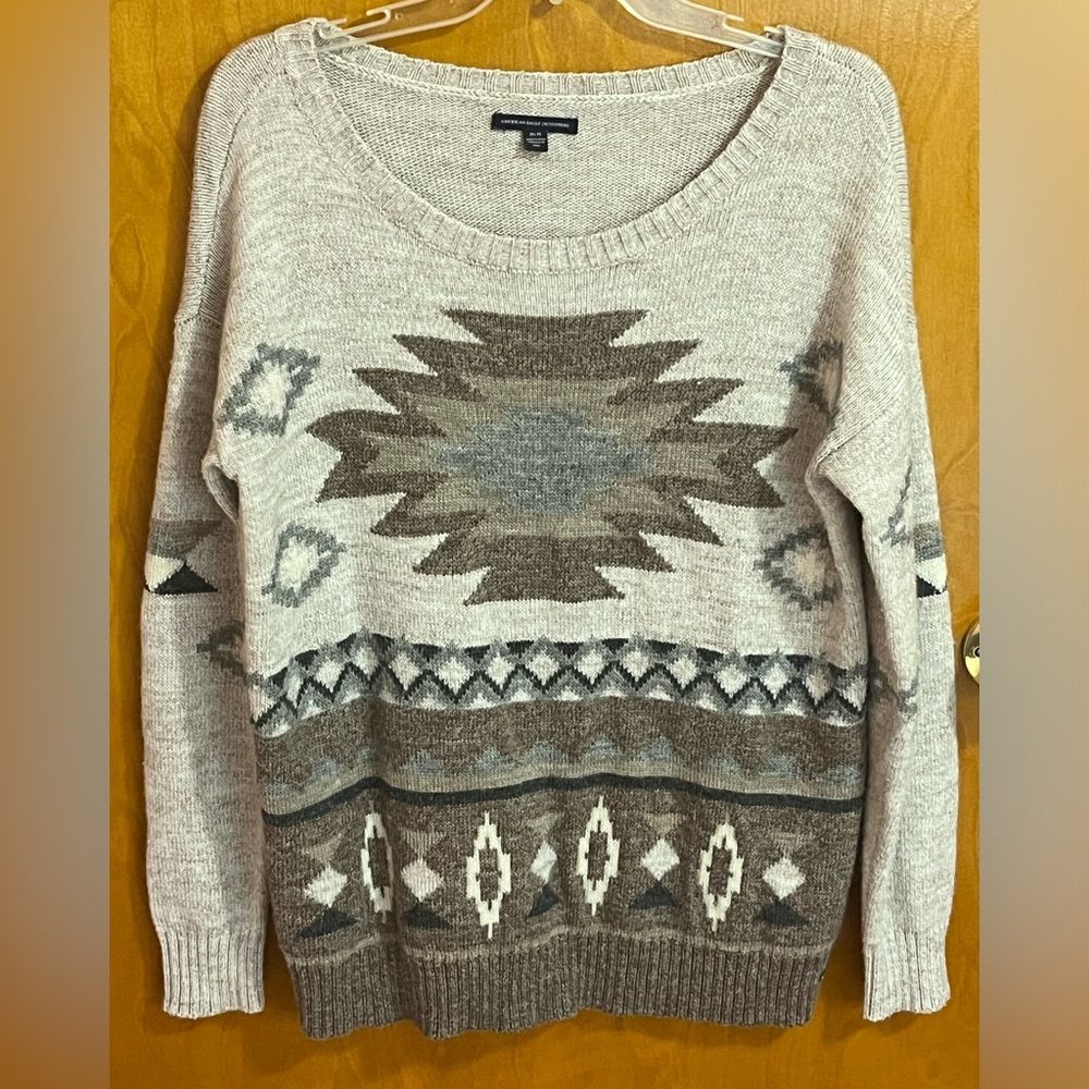 Western Aztec Print Sweater